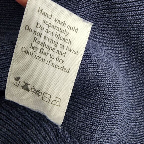 Coldwater Creek Women's Cardigan Medium 10-12 Elbow Tab Sleeve Blue Silk Cotton - Picture 9 of 9